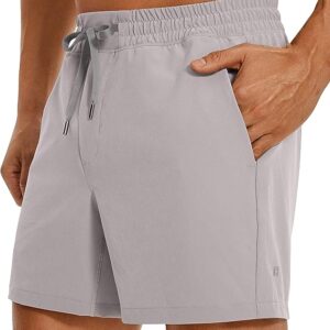 CRZ YOGA Men's Linerless Workout Shorts - 5'' Lightweight Quick Dry Running Sports Athletic Gym Shorts with Pockets